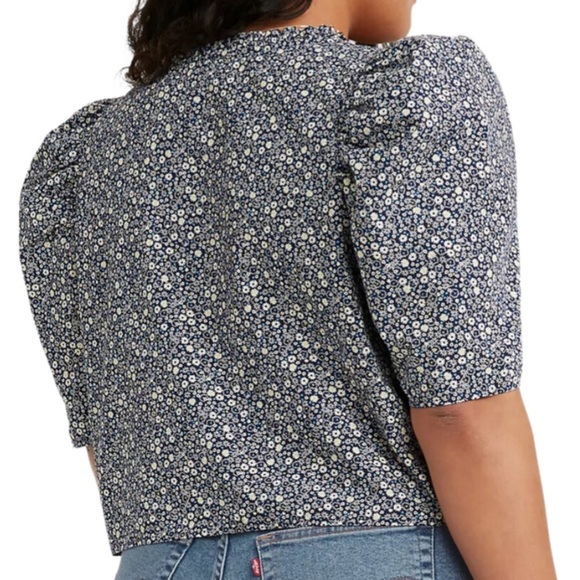 New with Tags Levi's Womens Joella Button-Up Floral Puff Sleeve Crop Blouse - Picture 3 of 16